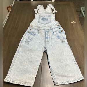 NWOT Vintage 90's Slick Denim Overalls Shorts Adult Small 28"W Acid Wash